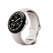 Google Pixel Watch 4 (41 mm) – Smartwatch Android con tracker per fitness e benessere, e assistente virtuale Gemini – Cassa in alluminio argento lucido – Cinturino sportivo grigio creta – Wi-Fi