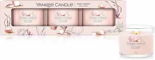 Set Regalo Yankee Candle Pink Sands | 3 Candele Soia Profumate | Fragranza Tropicale Agrumi-fiori-vaniglia - Foto 3