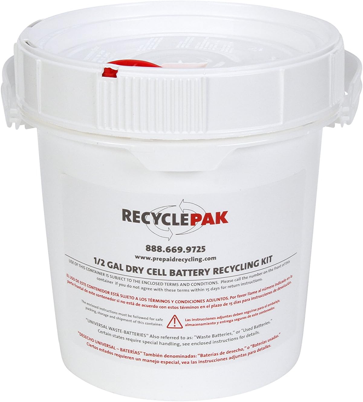 Veolia SUPPLY-093 1/2 GAL Dry Cell Battery Recycling Pail