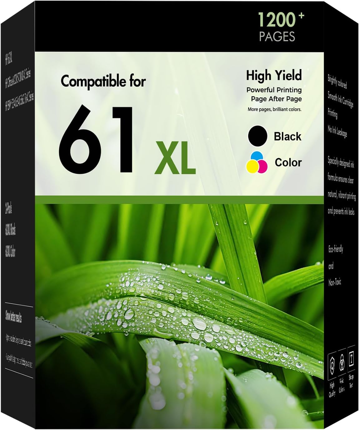 61XL 61 Ink Cartridges Combo Pack Replacement for Ink 61 XL Black and Color Combo Pack Work for Envy 4500 5530 Officejet 4630 4635 Envy 4502 4501 Deskjet 1000 1010 Printer Black Tri-Color 2-Pack