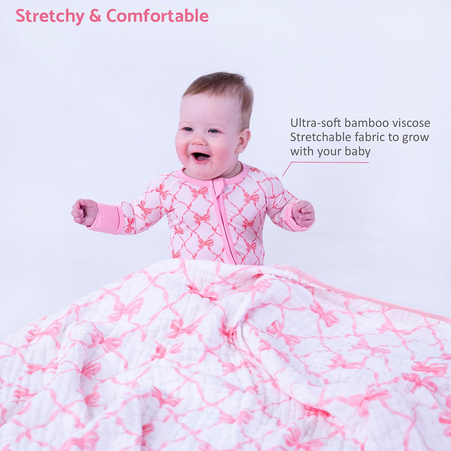 LollyBanks Baby Pajamas, Long Sleeve Baby Romper with 2-Way Zipper, 95% Viscose from Bamboo and 5% Spandex, Infant Sleepers