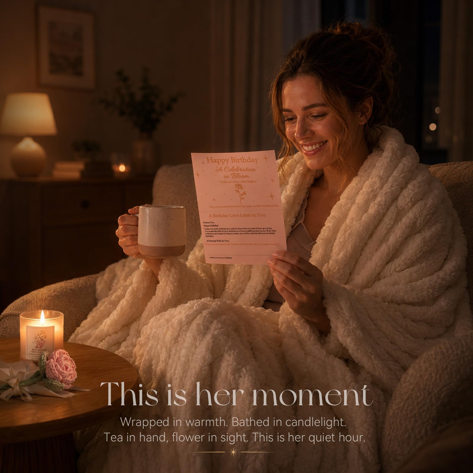 Candeldo Cesta de regalo de cumpleaños para mujer: caja de regalo de feliz cumpleaños, ideas para mejores amigas, regalo único rosa para el cuidado personal para la mujer, mamá, hermana que merece un