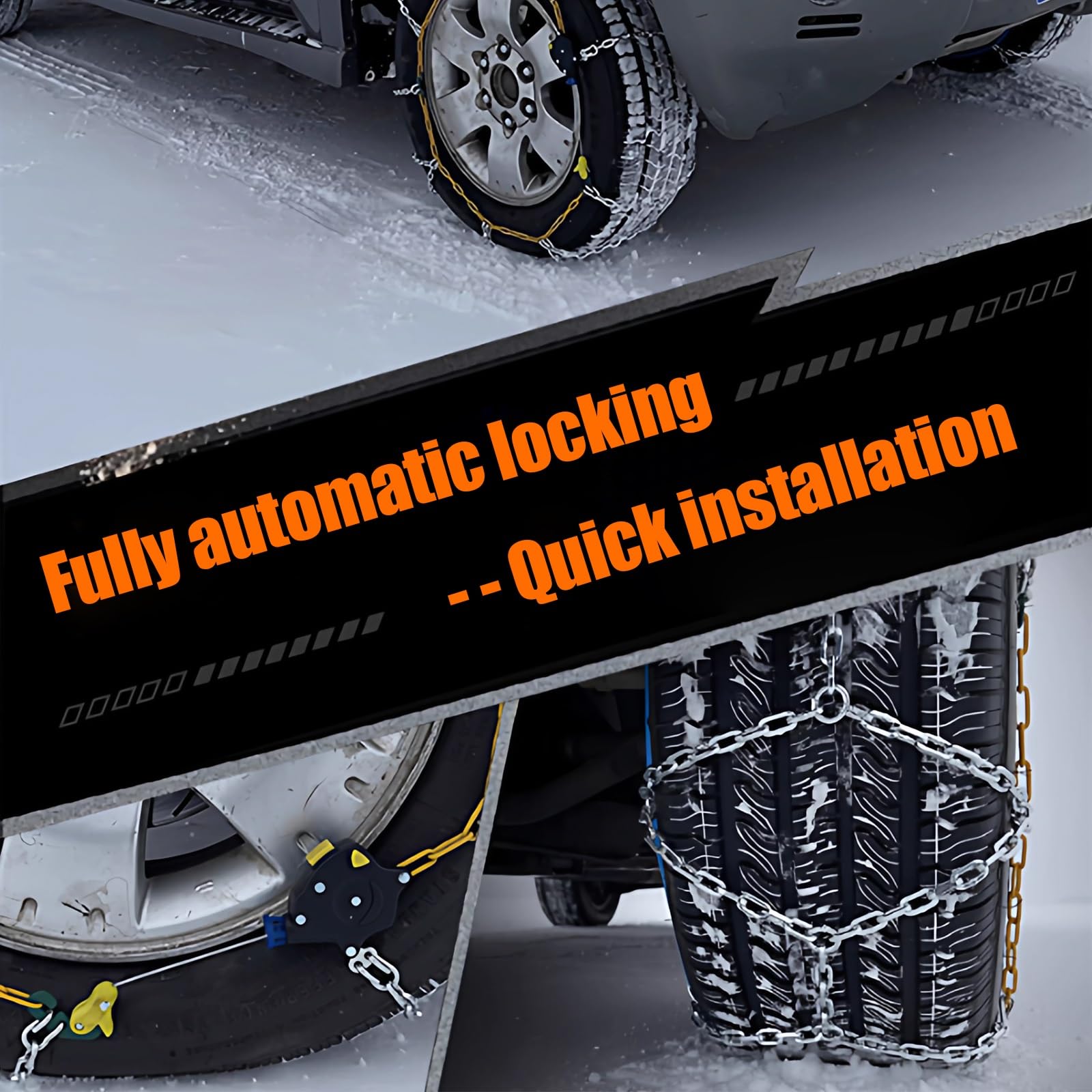 Cadenas Coche Nieve, Cadena de nieve metálicas, Cadenas de Nieve Tensión Automática, Especiales for todoterrenos, autocaravanas y vehículos utilitarios(255/45 R19)