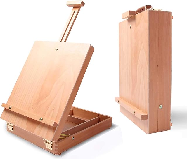 Wooden Table Box Easel - Artist Easel and Wood Table Sketching Box, Portable Desktop Storage Table for Adults and Kids Easels to Enjoy Hours of Drawing and Painting