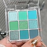 Go Ho 9 Colors Green Eyeshadow Palette,Light to Dark Green Eye Shadow Palette,Matte&Shimmer Eye Makeup Palette,Waterproof Grey&Green Powder Eyeshadow Makeup