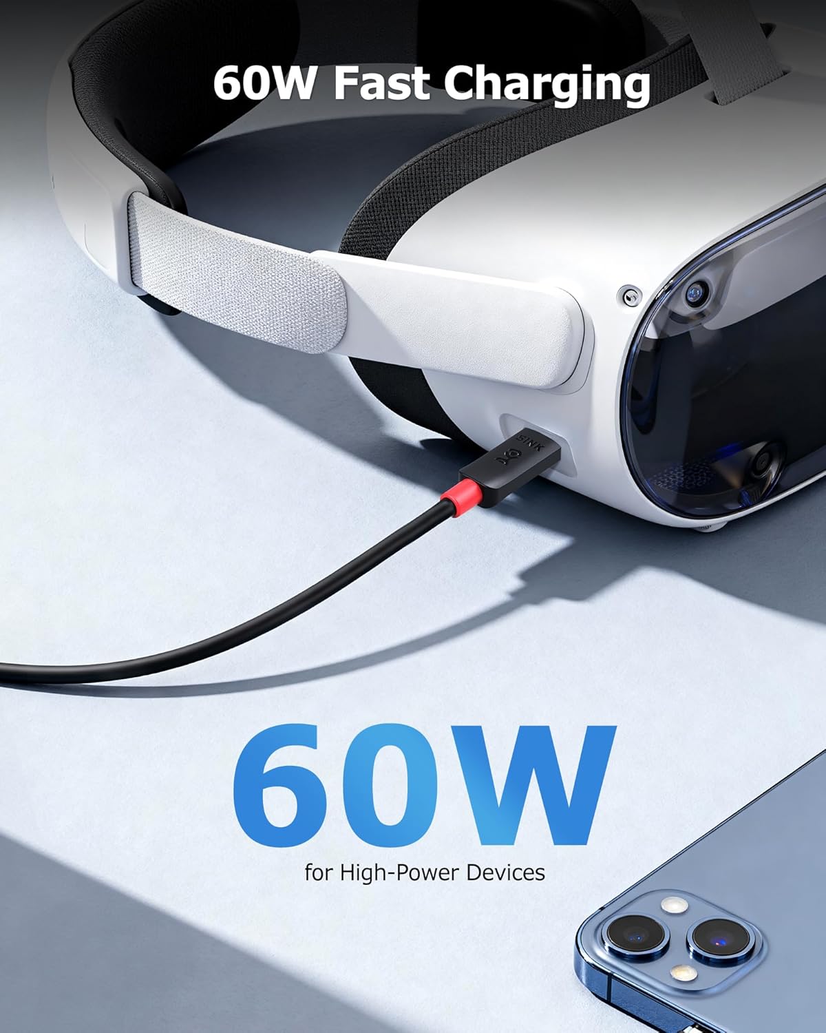 Cable Matters Unidirectional 10Gbps Active USB C Cable 10 ft, Supports Up to [4K@60Hz Video, 60W Charging, 10Gbps Data Transfer] for Apple Vision Pro, Meta Quest 3 VR Headset, Portable Monitor