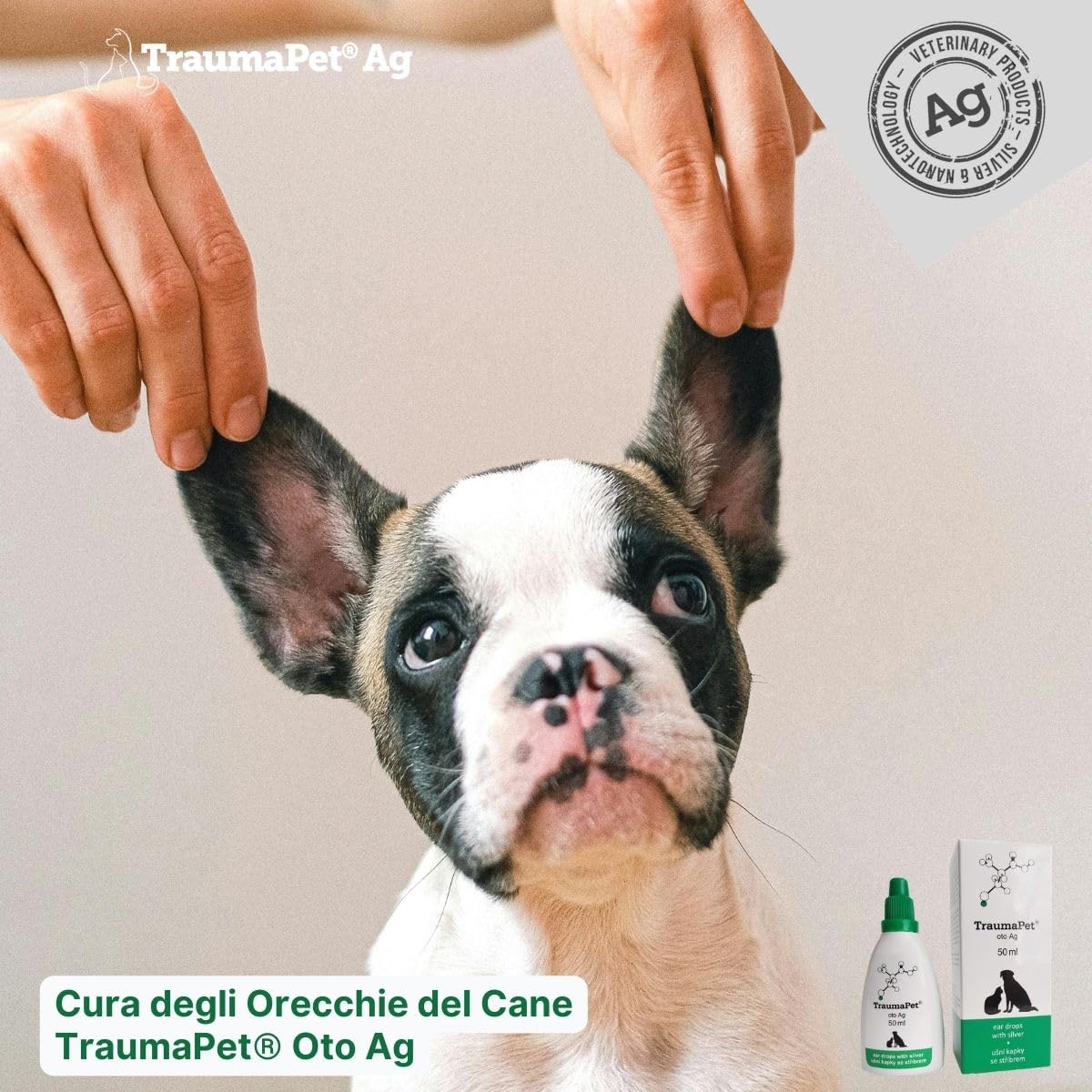 TraumaPet® OTO AG 100ml: Gocce per Le Orecchie con Argento Colloidale NanoComplex® | per la Cura di Cani, Gatti, Cavalli e Altri Piccoli Animali Domestici.