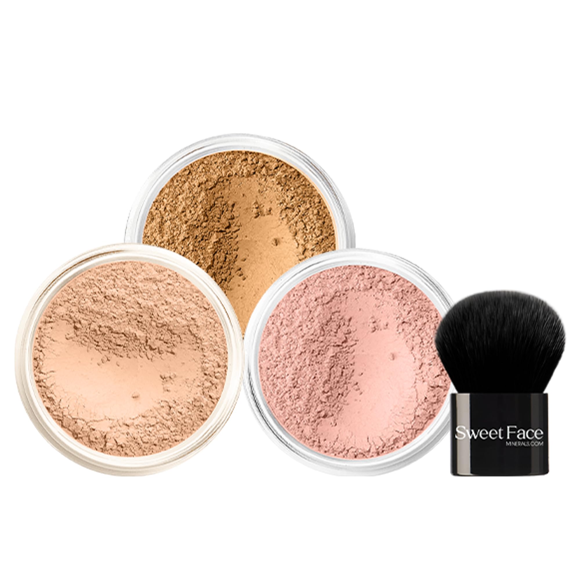 4pc KIT w/KABUKI BRUSH Mineral Makeup Bare Set Full Coverage Concealer Blush Foundation Powder (Beige)