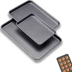 Assadeira Antiaderente,Jogo de Assadeira,Bandeja de Forno Profissional, Saudável e Atóxica, Superfície Espelhada Resistente à Ferrugem, Fácil de Limpar, Lavável em Máquina de Lavar Louça