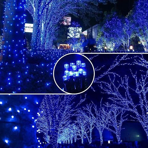 Miniatura 3 de Joomer Guirnalda de luces solares de Navidad, 39 pies, 100 LED, 8 modos de iluminación, luces de hadas impermeables al aire libre para decoración de