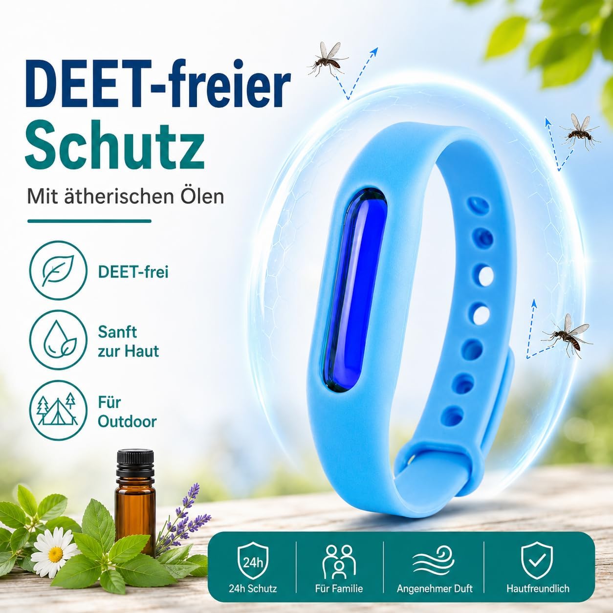 Bronoir Kinder & Erwachsene Verstellbares Silikon Abwehrband Wasserdicht für Camping Outdoor