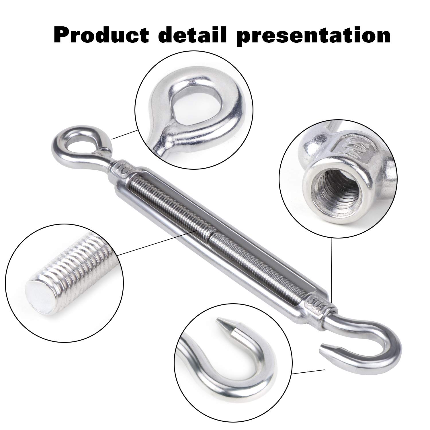 Lot De 6 Tendeurs De Câble Réglables M8 En Acier Inoxydable 304