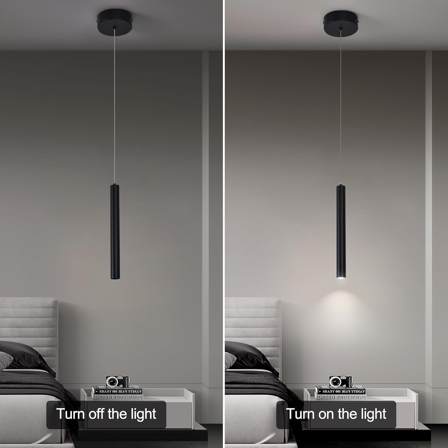 Pendant Lights Kitchen Island,Mini Pendant Lighting,2 Pack Modern Pendant Light, Pendant Light Fixtures Ceiling Hanging Lights for Kitchen Island Dining Room Living Room 4000K Black,11.81"