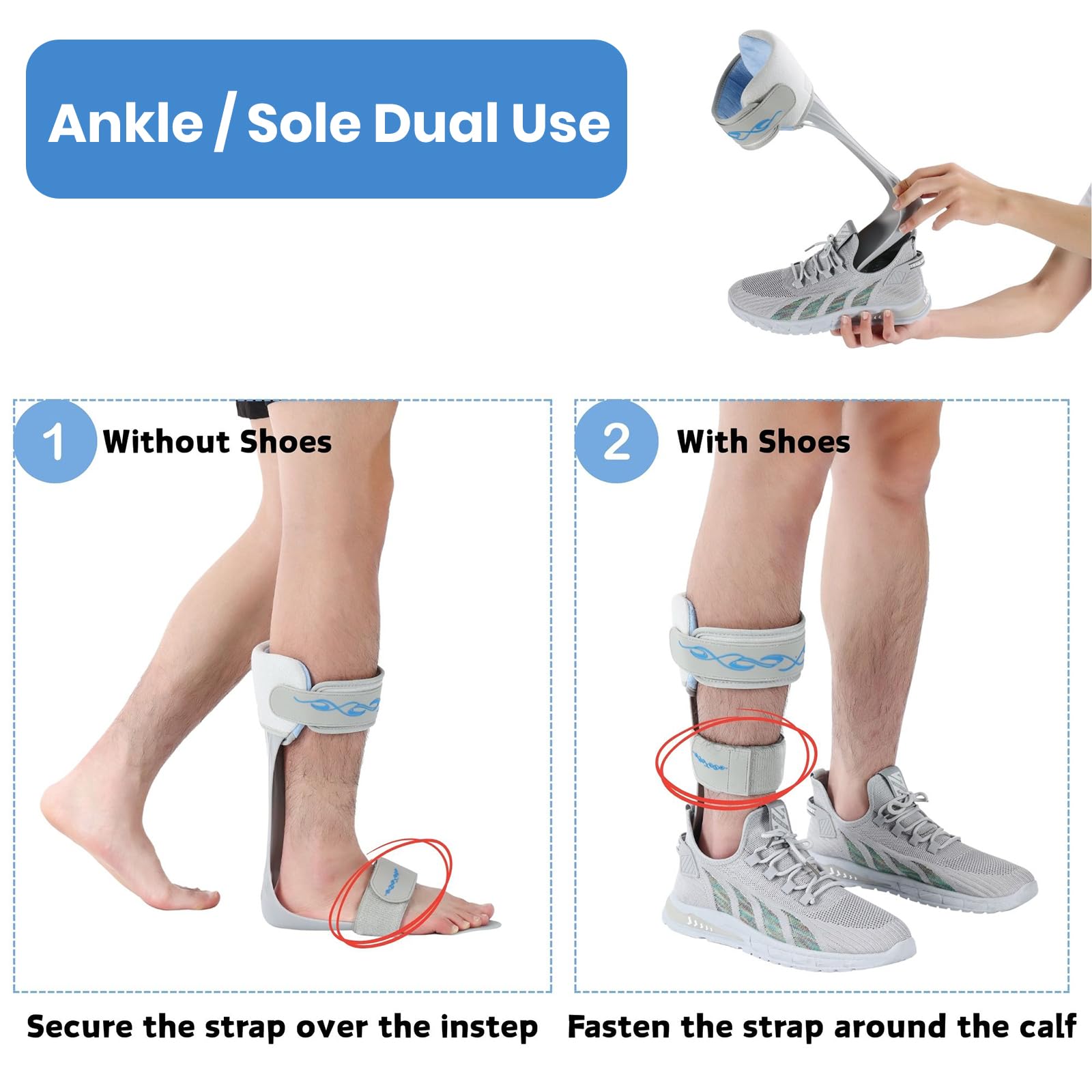 AFO - Soporte estabilizador de pie caído con accidente cerebrovascular, EM, hemiplejia, zapatos de apoyo para pies caídos para ayudar a caminar más fácil y mejor (S-derecho)