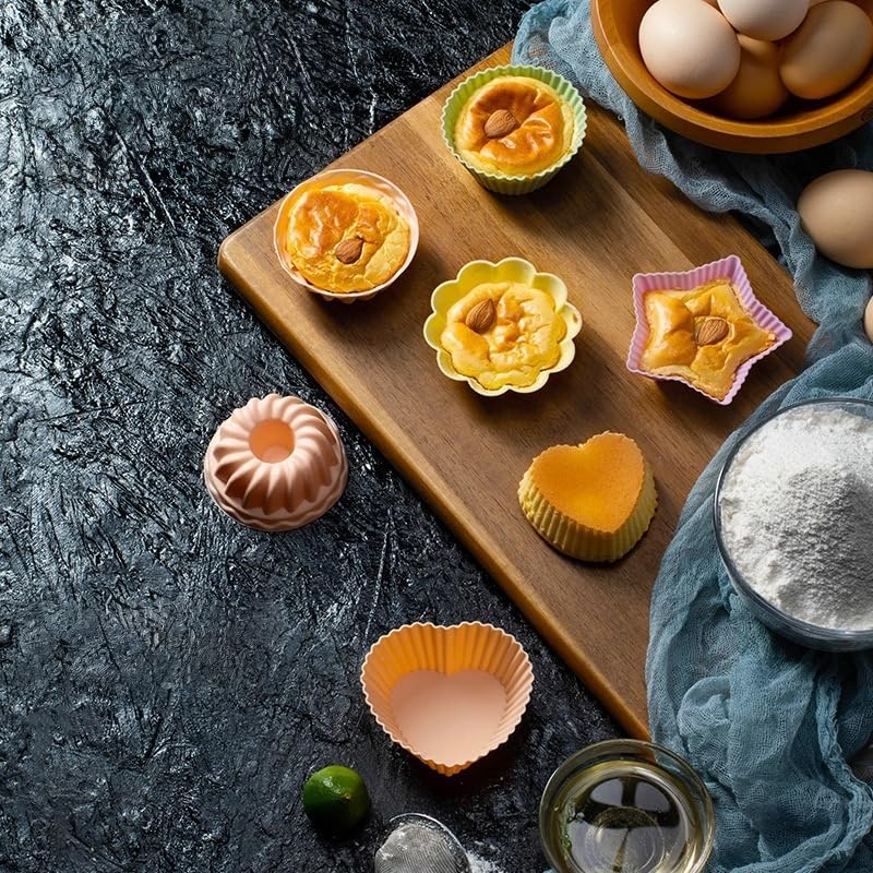 Miniatura 1 de 5 moldes de silicona para hornear, mini cupcakes, forros para magdalenas, tazas reutilizables para horno, freidora de aire, microondas,