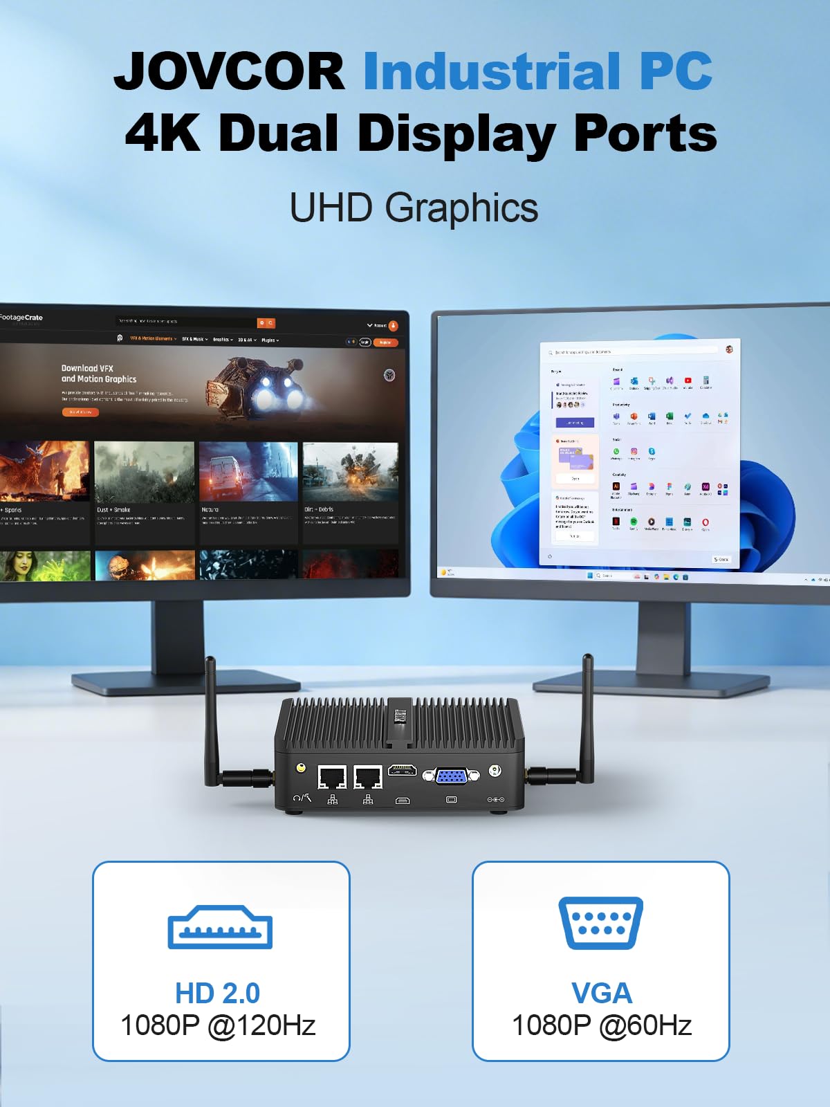 Mini PC Fanless Industriel, PC sans Ventilateur N100, Industriel Ordinateur 4K Dual Display, 16GB RAM 512GB SSD, for Entertainment, Medical