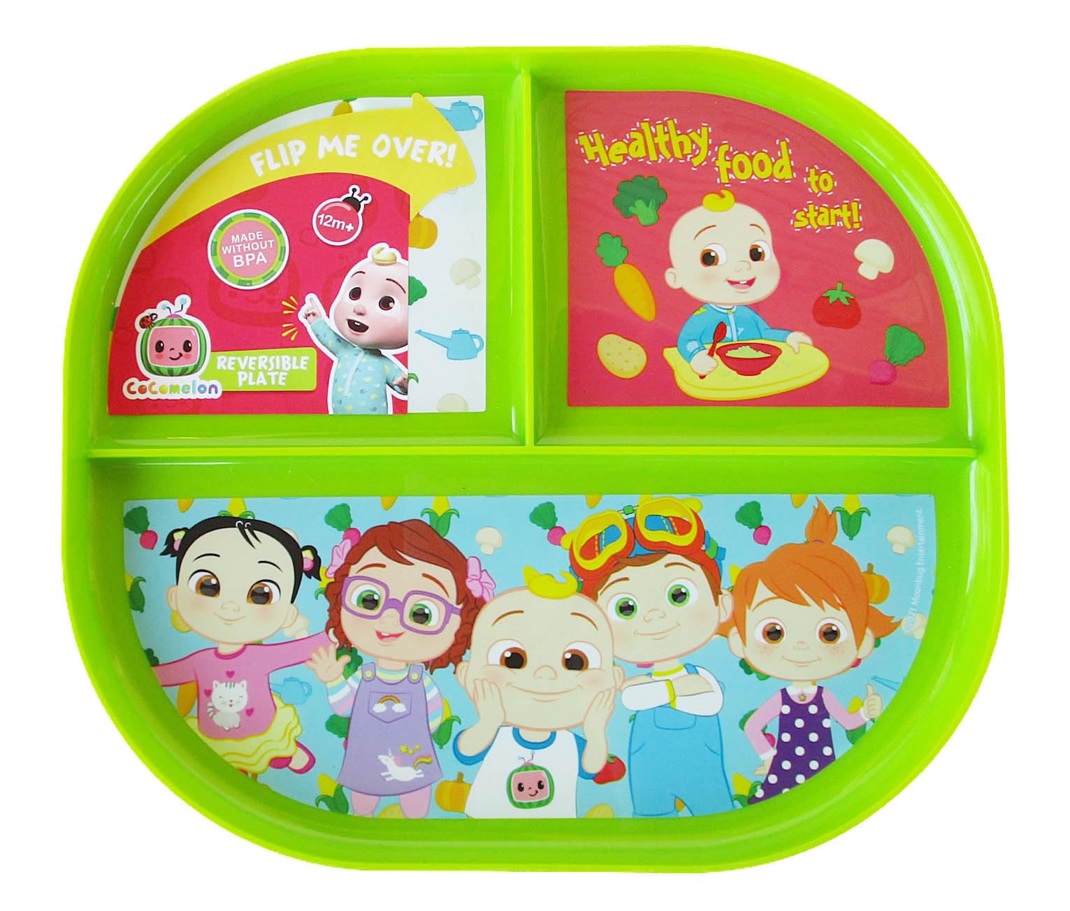 Show-Offs Reversible Character BPA Free Plate - 8 x 7 Inches (Coco Melon)