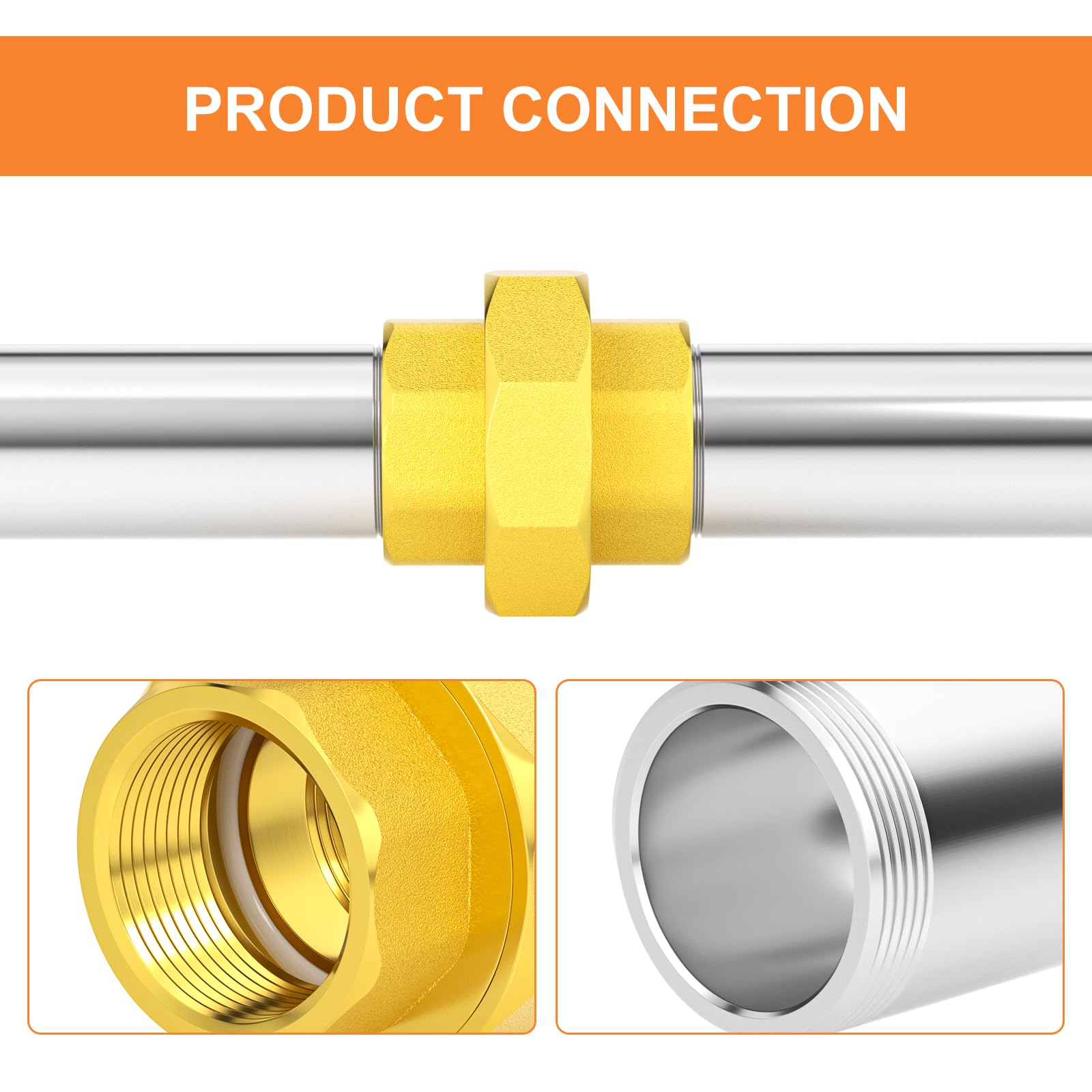 Gasher 1 pieces laiton Pipe Fitting, raccord union laiton 1" femelle Pipe Fitting, pour connecter et rallonger