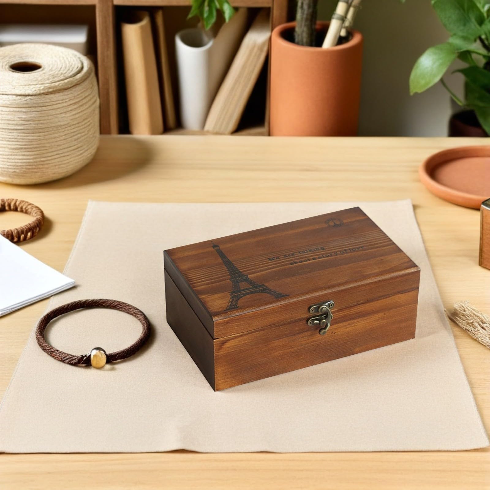 SHINEOFI 2 Piezas Caja de Costura de Madera Vintage para Almacenamiento de Hilos y Agujas con Tapa Diseño Portátil y Resistente para Manualidades y Costura Casa