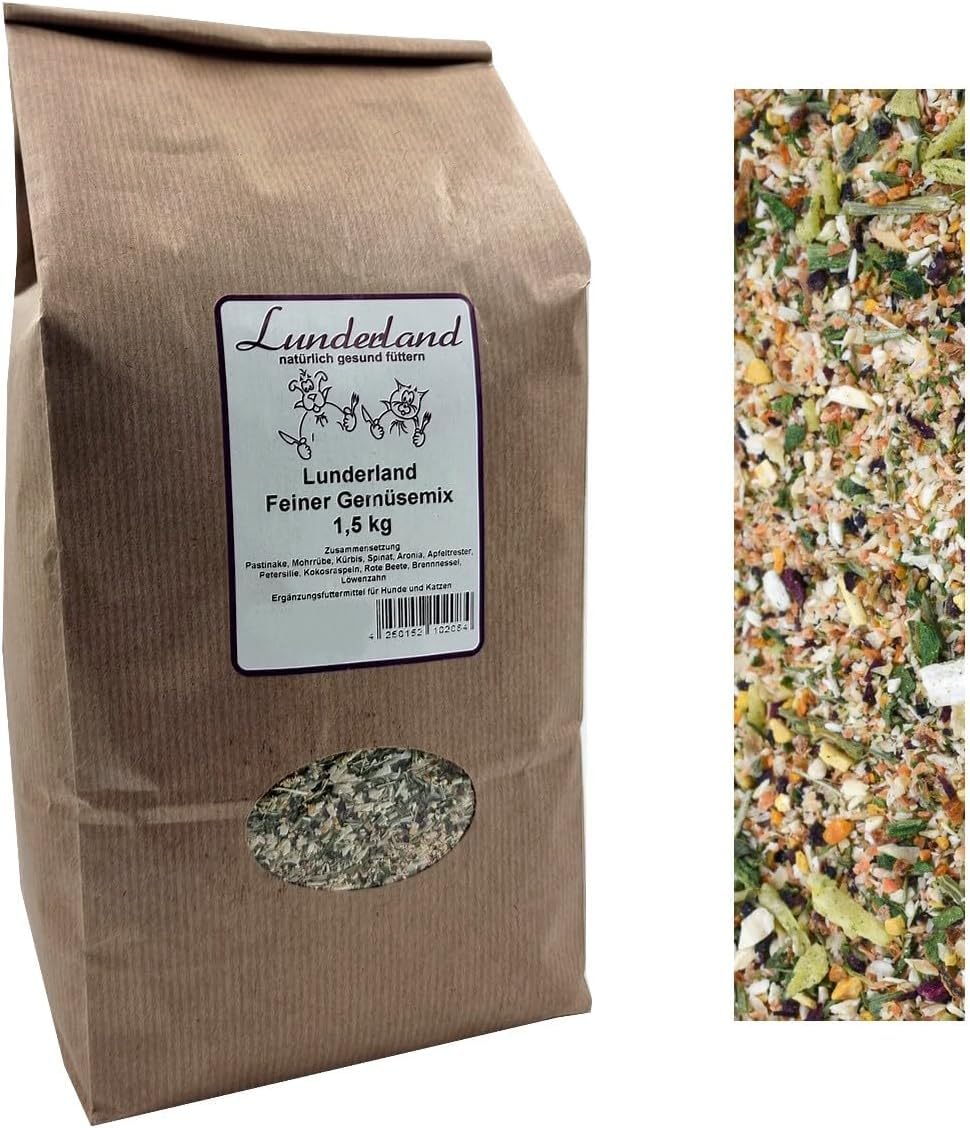 Lunderland Delikatna mieszanka warzyw 1,5 kg karma uzupełniająca dla psów i kotów bez zbóż