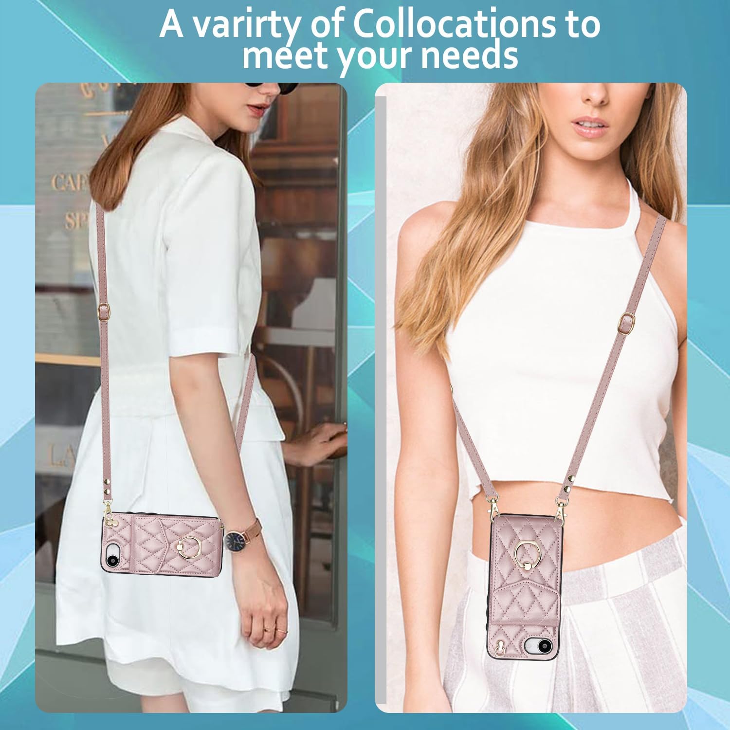 Phone Case for iPhone 16e/SE 2025/SE 4 Wallet Cover with Tempered Glass Screen Protector and Ring RFID Blocking Card Holder Cell i Phone16e i16e 16 e SE4 4th Generation 16eCase Women Girls Rose Gold