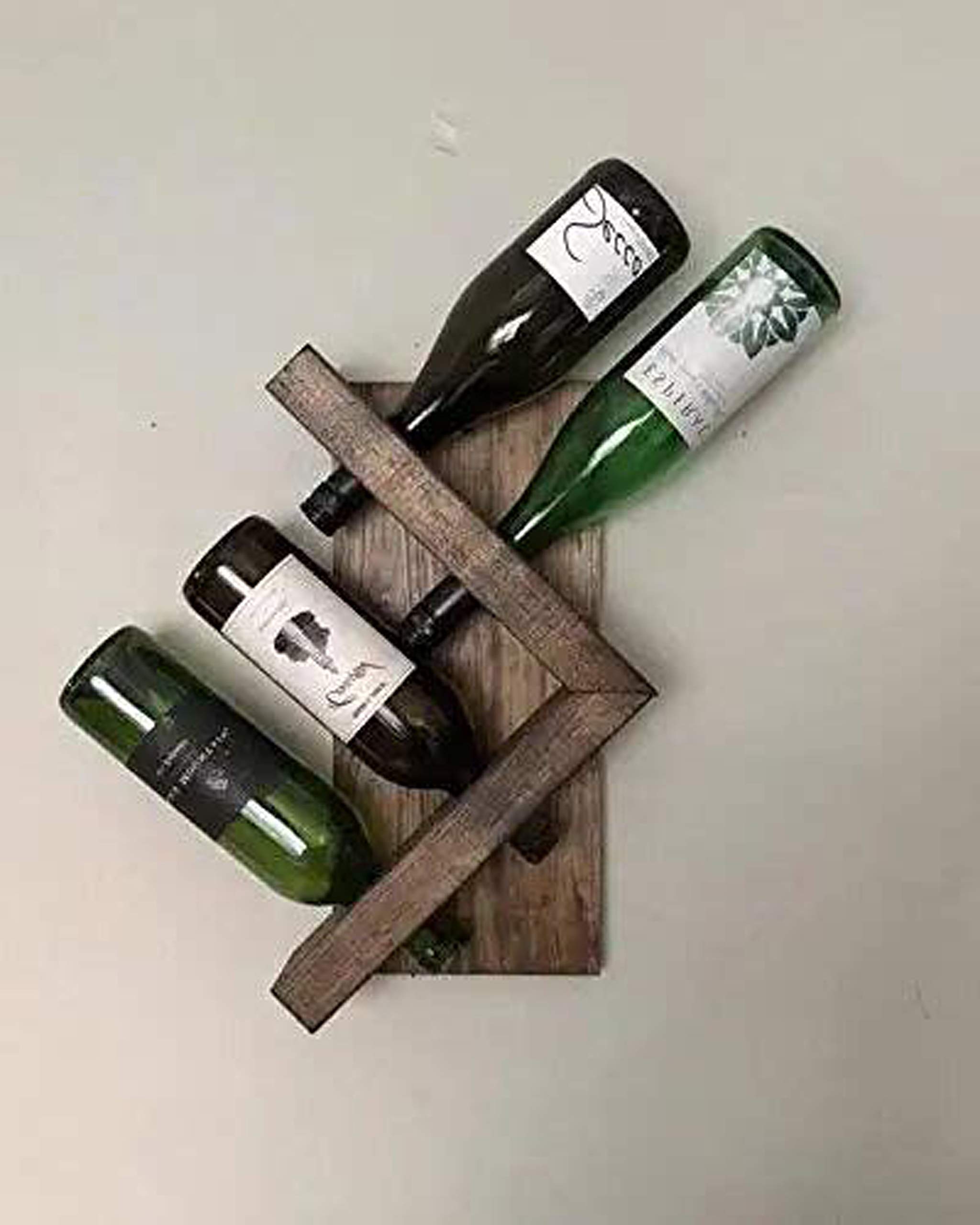 BROLET Christina Zig Zag Wine Rack, Z Geometric Rustic SHEESHAM Wood Wall Mounted Wine Bottle Display Wooden Wall Hanging Design Bar for Home |Mini Bar for Home -Walnut Finish