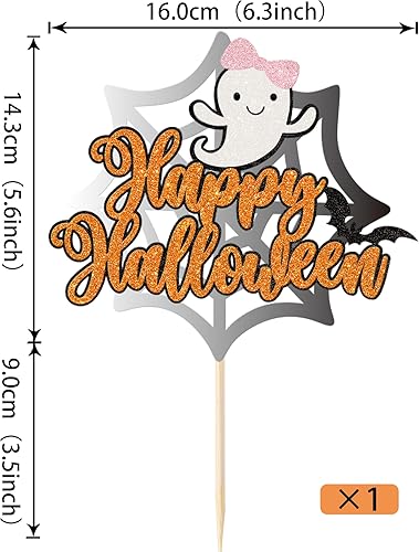 Vista 128 de Rsstarxi 1 paquete de decoración espeluznante para tartas, fantasma, murciélago, araña, decoración de Halloween y primer cumpleaños Diseño 4