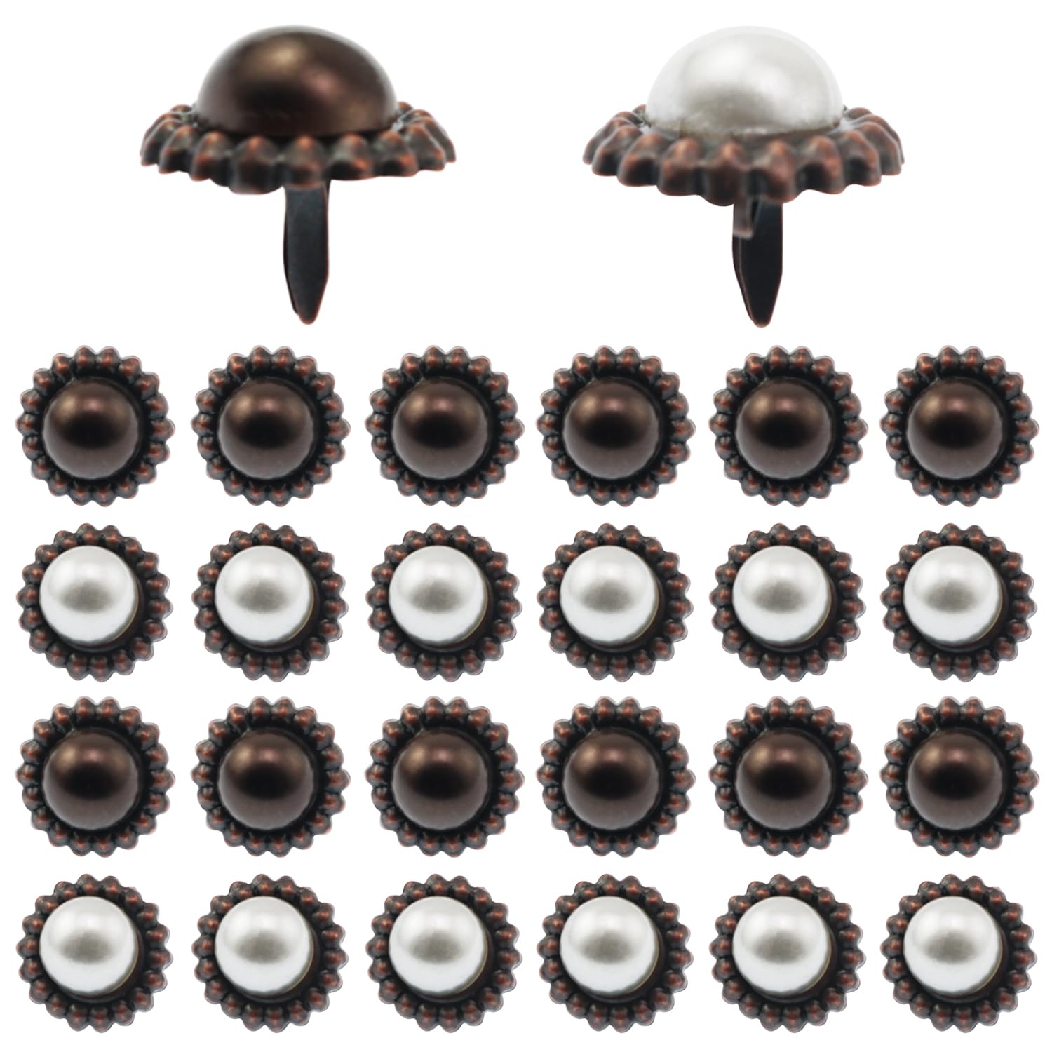 yyangz 50PCS Vintage Lace Pearl Studs Lace Pearl Bi-Pods Decorative Bi Pods Used for Inserting and Securing Paper Crafts Scrapbooking Photos Decorative Items