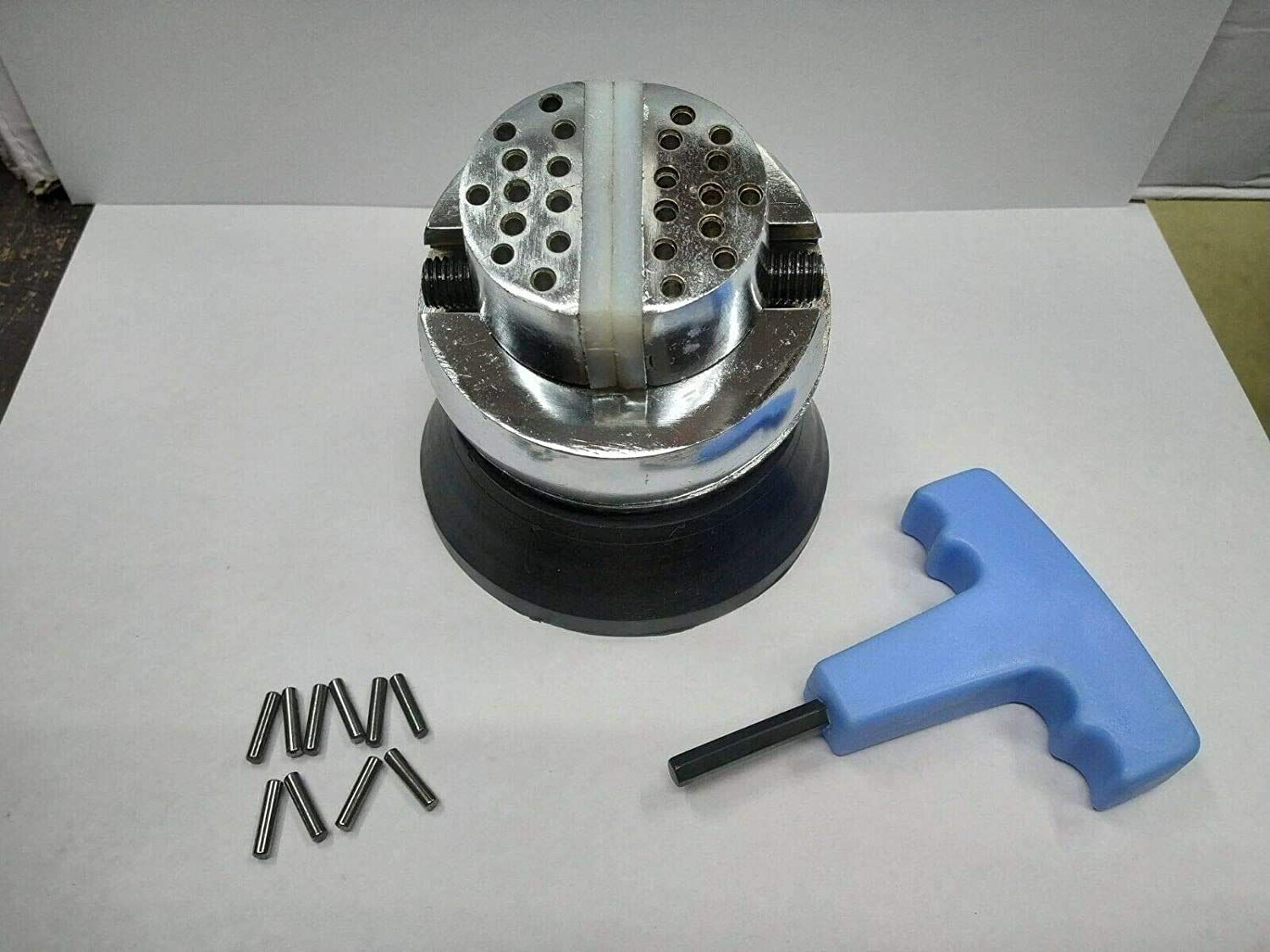 R&D 5 Chrome Plated Engraving Block Ball Vise Setting Jewelry With Pins Rubber Base