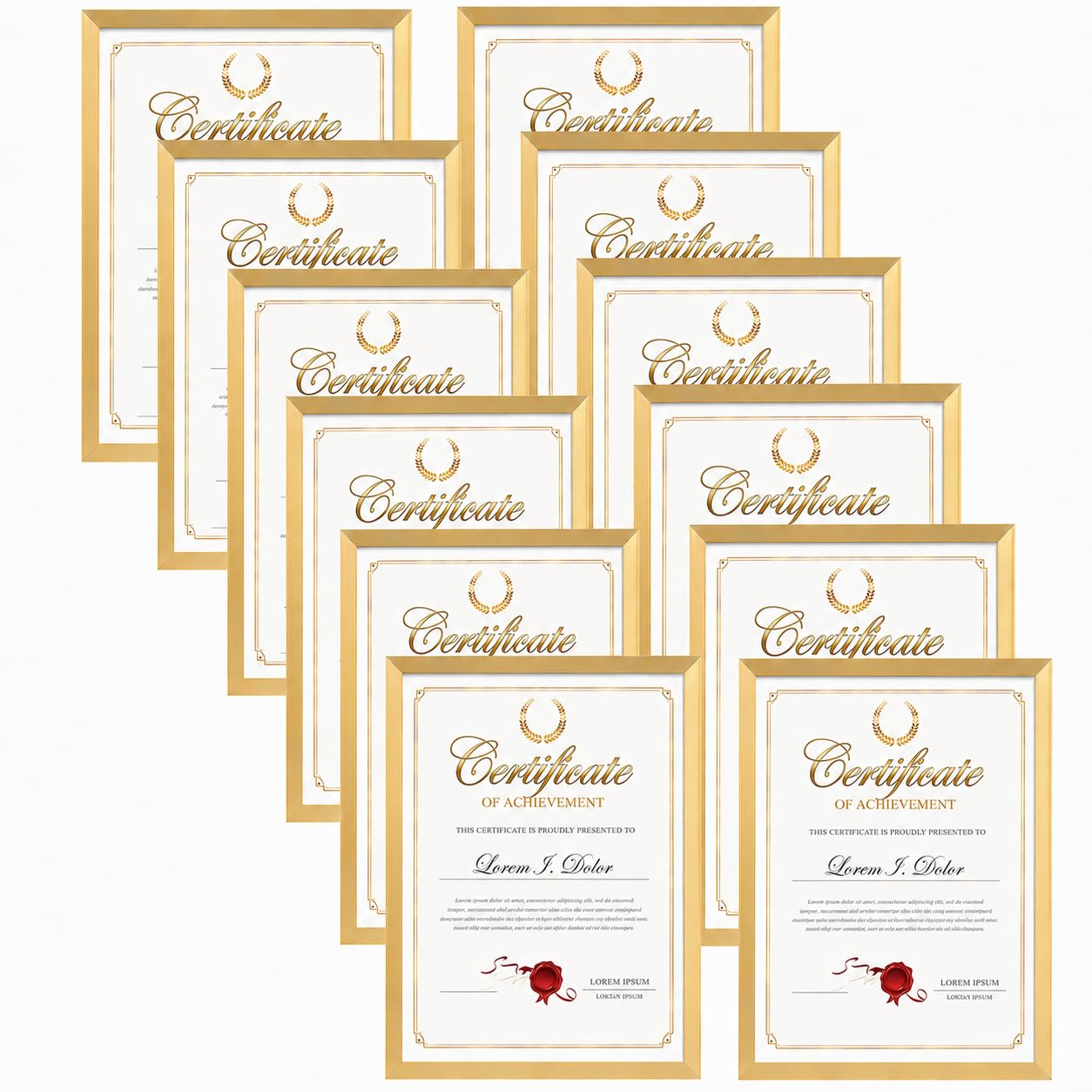 A4 Photo Frames 12 Pack, Tabletop or Wall Mount, Gold