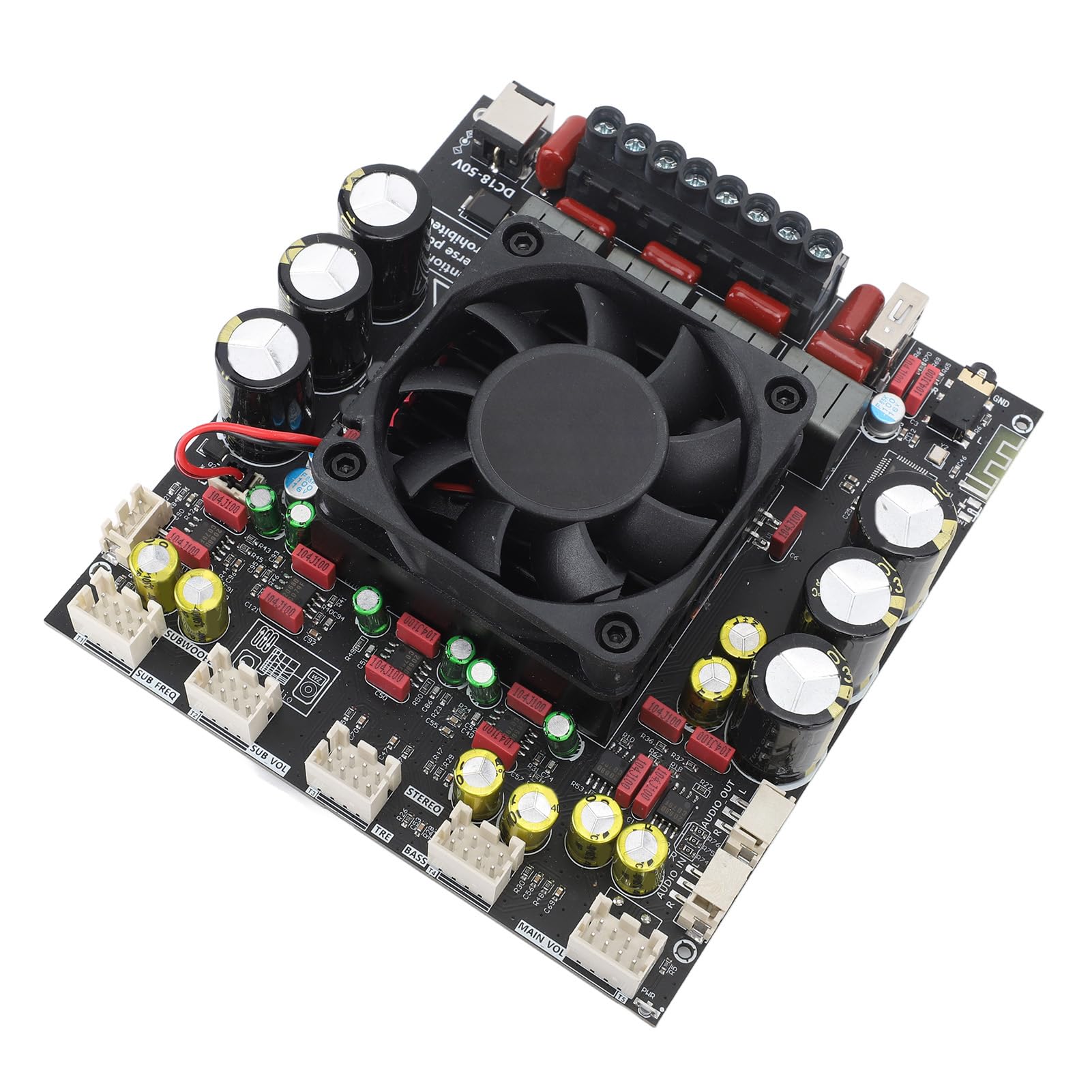 FTVOGUE Płyta Wzmacniacza Cyfrowego PCB Płyta Wzmacniacza Bluetooth 2.1 kanał 2x300W Plus 600W 18 do 50VDC z Wejściem BT AUX USB do Domowego Sprzętu Audio Stereofoniczny System Subwoofera