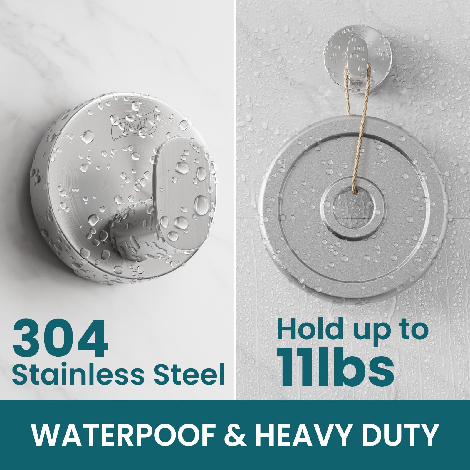 TAILI Bathroom Towel Hooks with Vacuum Suction Cups 2 Pack No Drilling, Stainless Steel - Image 4
