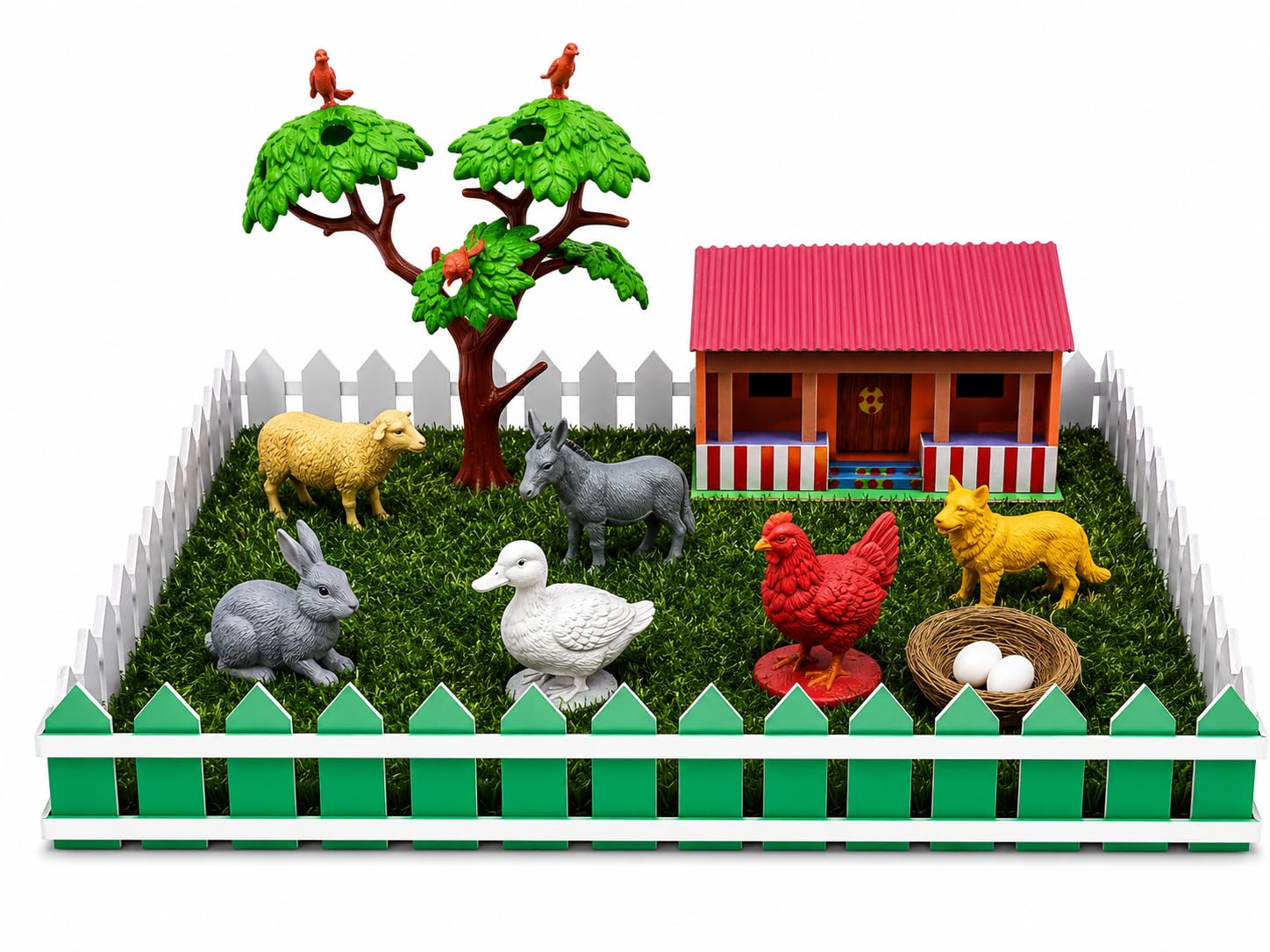 Farm School Project Model Kit with 6 Animals & Accessories | Handmade House & Fence, Non-Toxic Materials, Includes Nest & Eggs, 30 x 30 cm Mat, Educational Play Set-image-32
