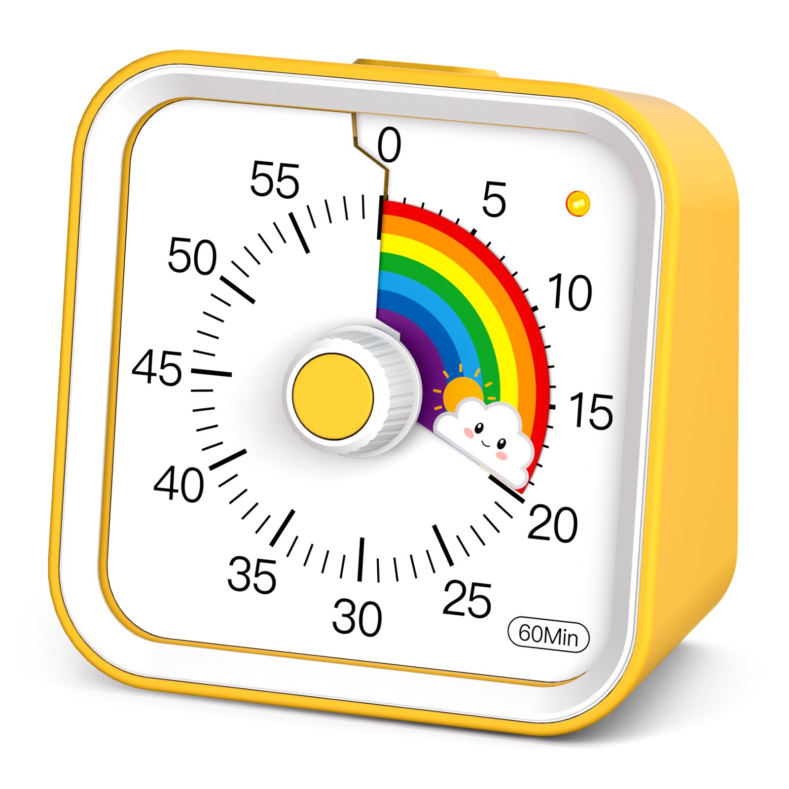 InfPokid Visueller Timer Kinder mit Pausenfunktion, 60 Minuten Countdown Regenbogen Timer für Kinder Schreibtischstudie, Klassenzimmer, Büro, Küche, Leises Zeitmanagement für ADHS (Gelb Regenbogen)