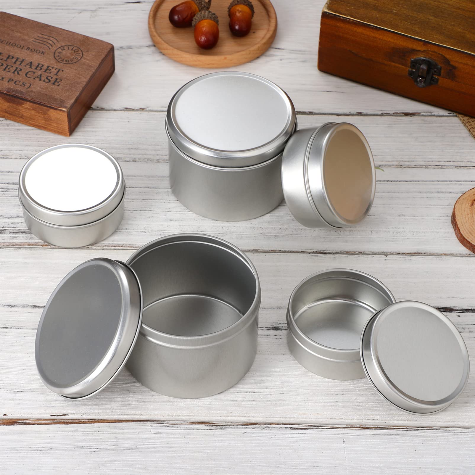 VILLCASE Latas de Velas Vacías de Aluminio Mechas de Algodón, 1 Juego