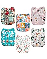 Vista 14 de ALVABABY Pañales de tela para bebé, talla única, ajustable, lavable, reutilizable para bebés y niños, paquete de 6 con 12 inserciones 6BM101