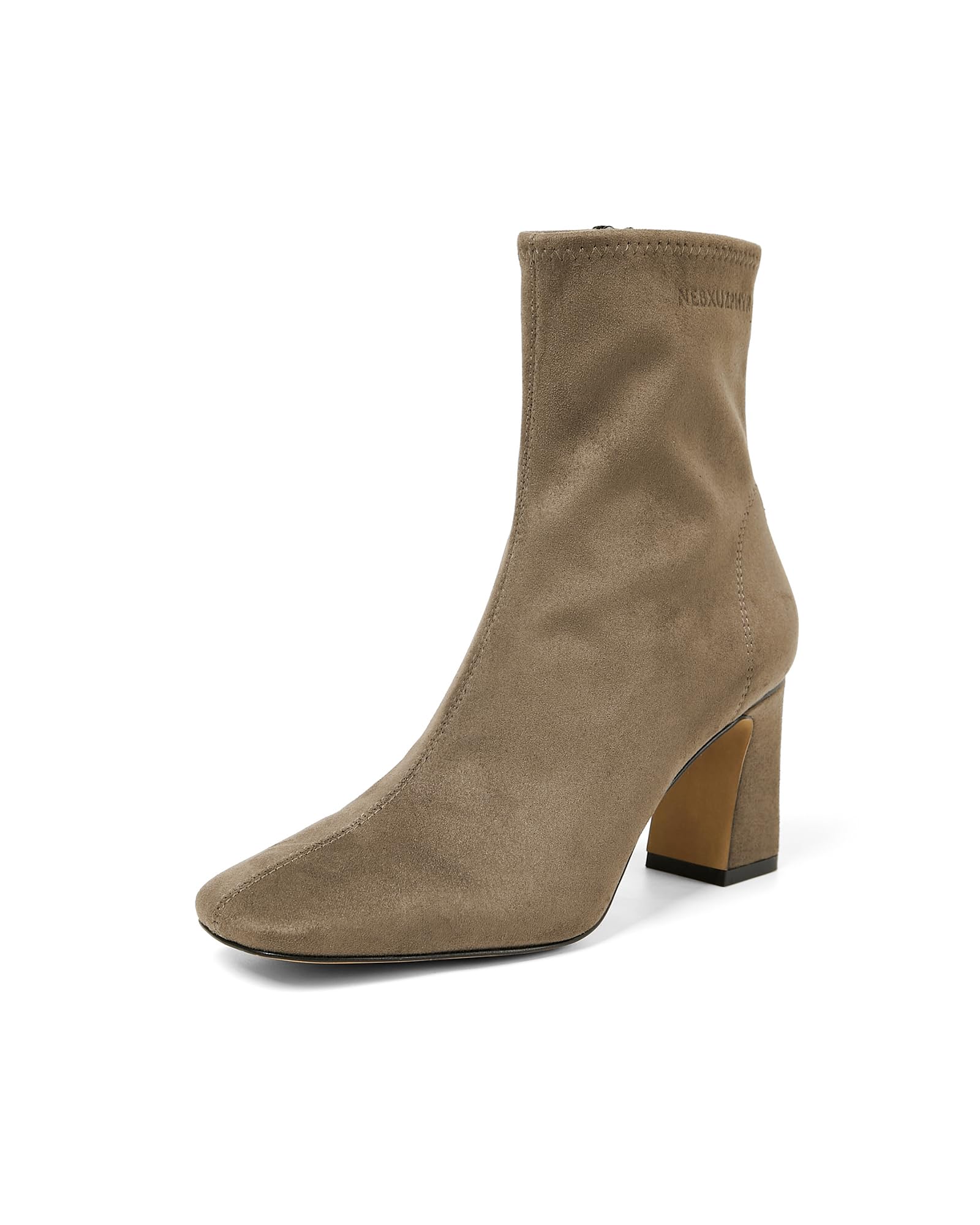 Womens Ankle Boots Square Toe Chunky Heel Side Zipper Short Boots