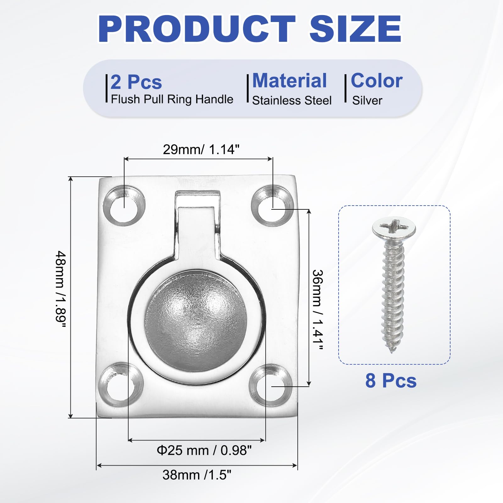 PATIKIL 1-7/8"x1-1/2 Flush Pull Ring Handles - Image 2