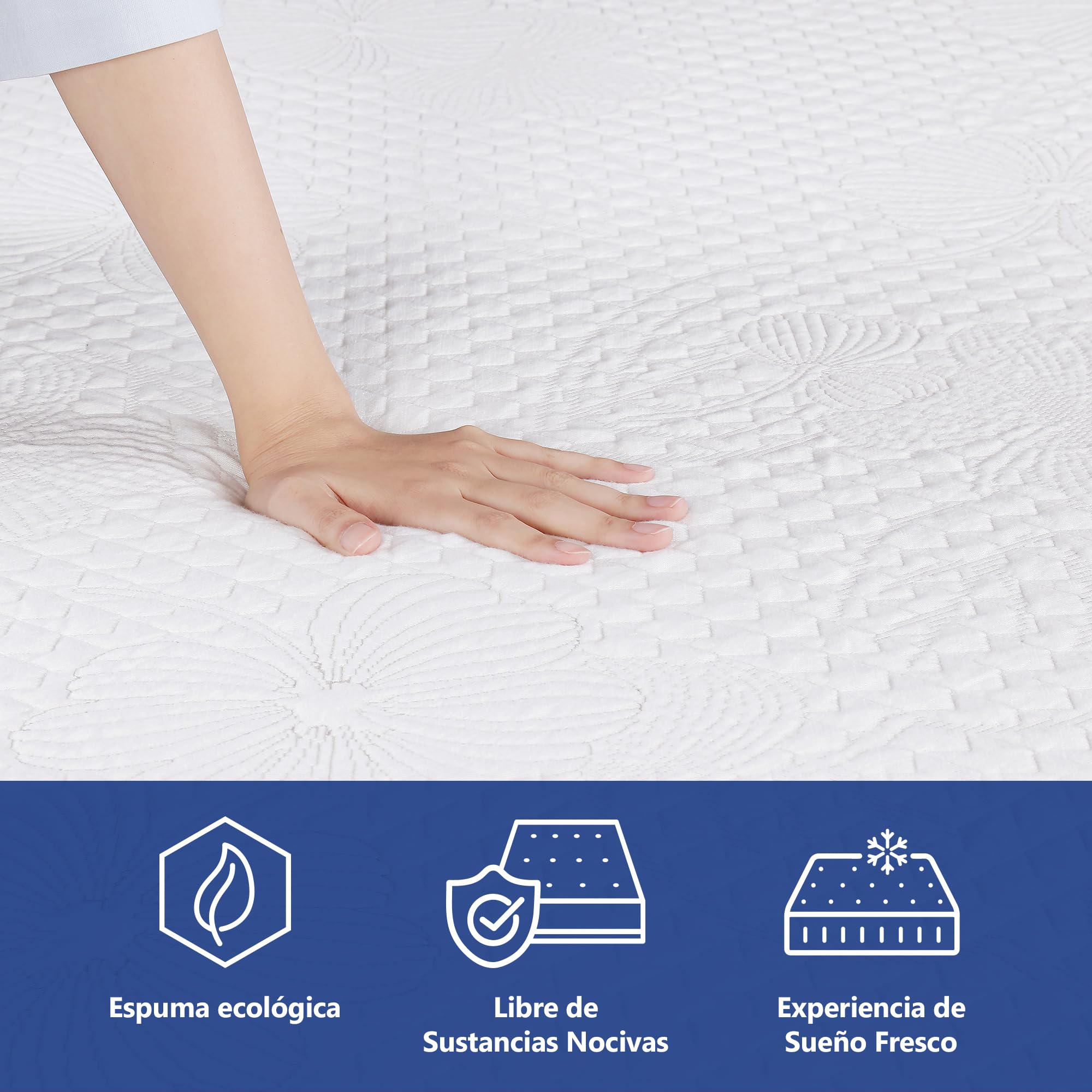 Olee sleep 20 cm materac z pianki memory, zimna pianka żelowa, Öko-Tex, CertiPUR-US, wygodny materac, rolowany materac, 3 warstwy, 90 x 200 cm, Twin/biały