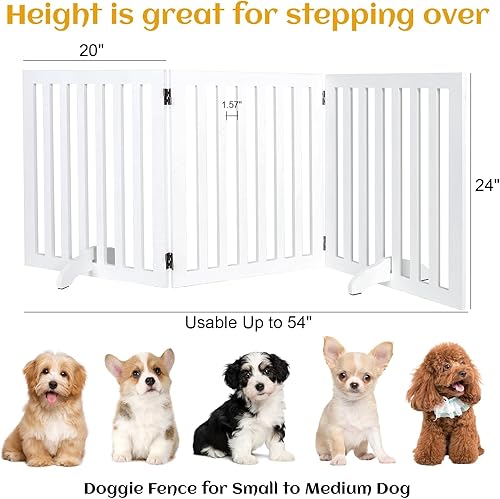 Miniatura 4 de FarLargo Puerta para perros, 3 paneles, puerta plegable para mascotas con 2 pies de apoyo, valla para perros de 24 pulgadas de altura, puertas de