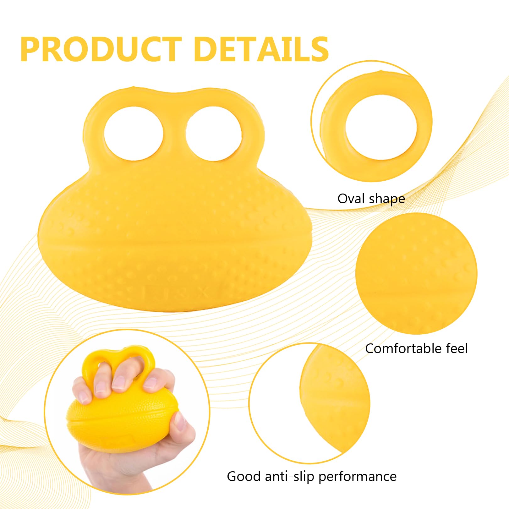 1pcs Finger Grip Ball,Finger Ball Exerciser Grip Ball Strength Squeeze Stress Balls,Stroke Hemiplegia Rehabilitation Training Equipment,Finger Grip Strengthening Exercise for Hand(Yellow) - Image 3