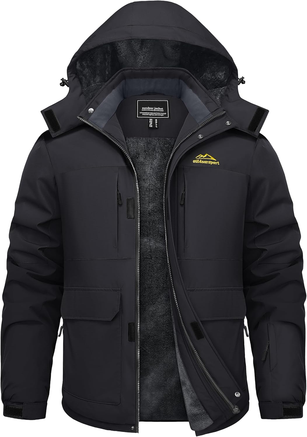 TACVASEN Men's Winter Coats with 9 Pockets Waterproof Ski Jacket Warm Fleece Lined Parka with Hood for Work Outdoor