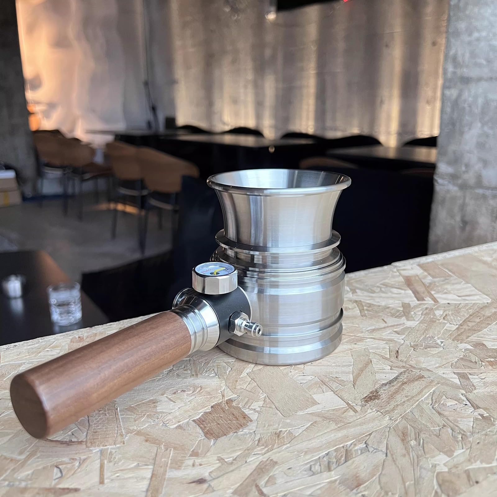 COYEUX Macchina da caffè Pneumatica, Caffettiera Manuale da 58 Mm con Manometro, Manico in Legno di Noce, Riscaldamento A Fiamma Libera su Piano A Induzione per Casa, Bar E Viaggi.