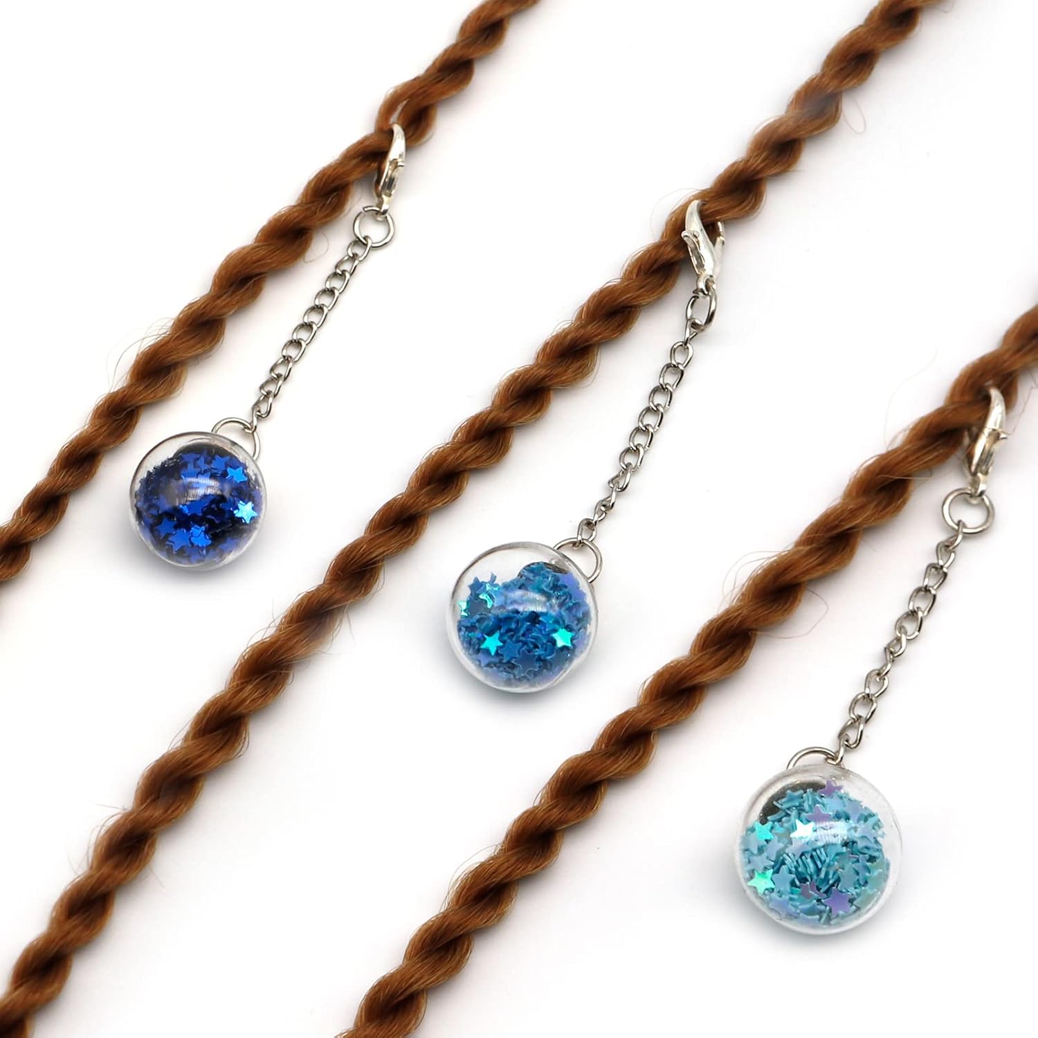 50Pcs Colorful Glass Ball Pendants Fashionable Clear,Crystal Glass Ball with Star Craft Accessory for Necklace Bracelet Earring Jewelry