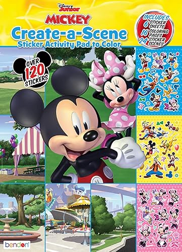 Bendon Disney Jr Mickey Create A Scene - Bloc de actividades para colorear con más de 120 calcomanías