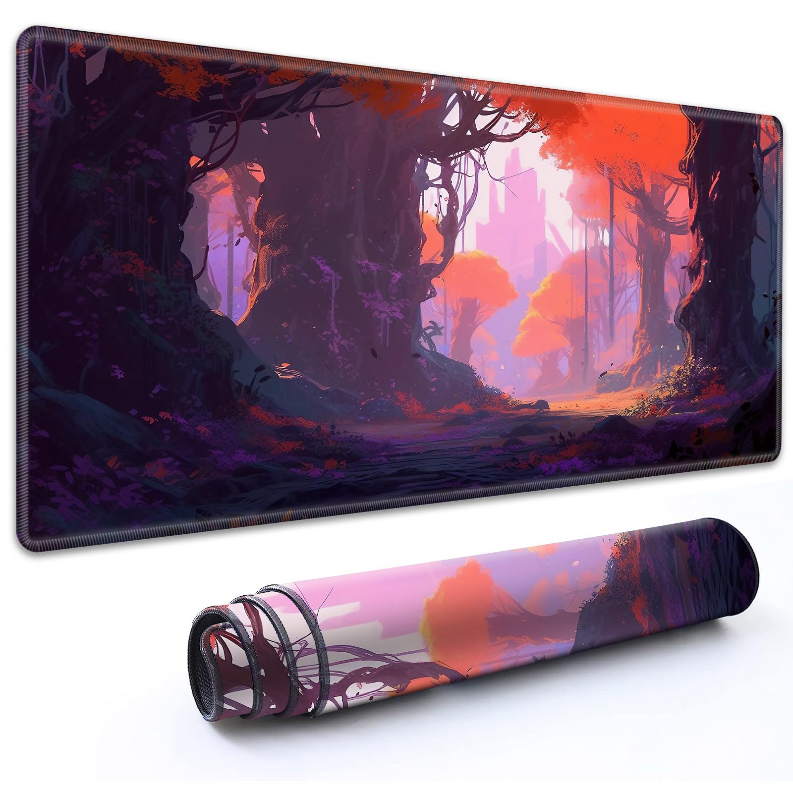 RMJKXQZG for MTG Playmat 27.5" x 15.74" with High Elastic Rubber Base Non-Slip Rubber Sole HD Printing for TCG Mat Magic Playmats MTG Game Mat, Red Forest