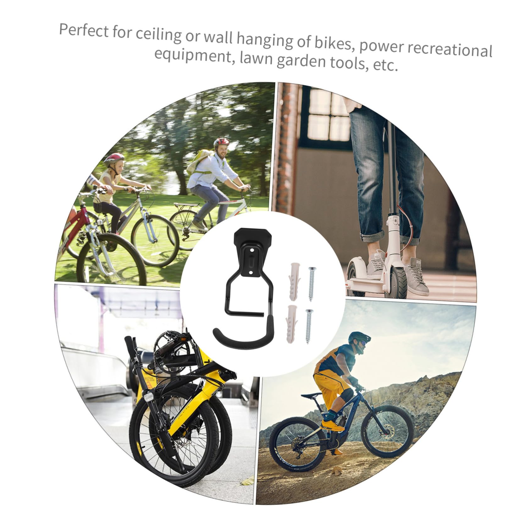 Gancho para Colgar Bicicletas Metálico Negro de Pared, 2 Piezas