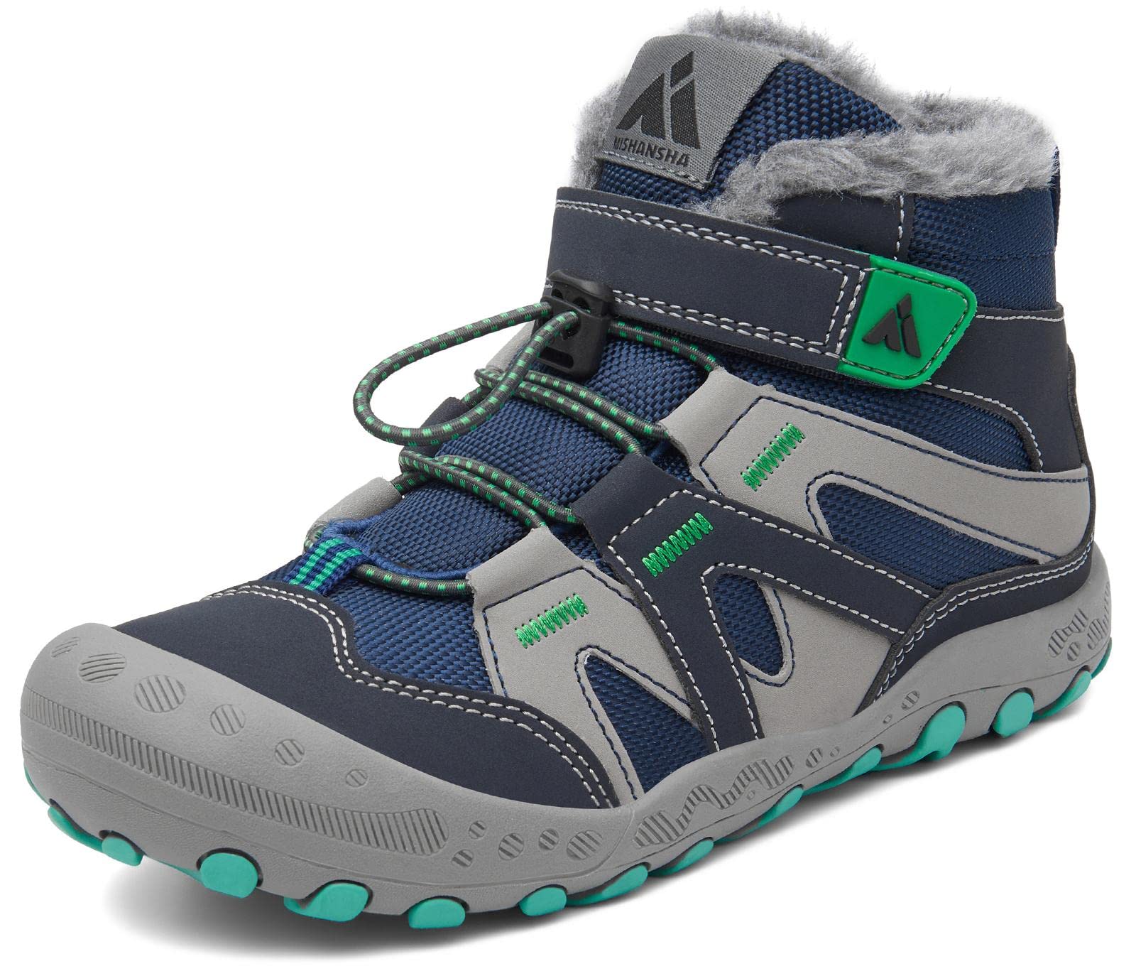Mishansha Winterschoenen voor kinderen, warm gevoerd, winterlaarzen voor jongens en meisjes, sneeuwlaarzen, outdoor, antislip laarzen, maat 24-38, donkerblauw, 24 EU
