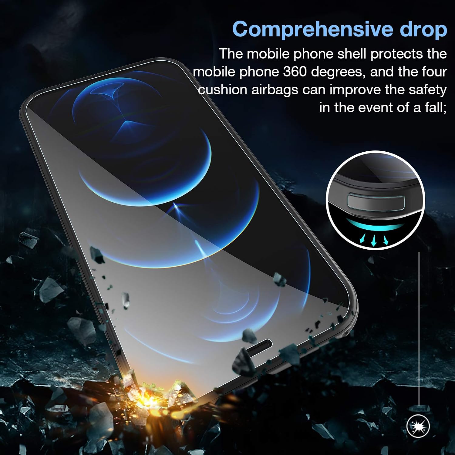 KKM Designed for iPhone 12 Pro Max Case 6.7-inch, Tempered Glass Phone Cover with Camera Lens Protector Compatible with Magnetic Charger, iPhone 12 Pro Max Case with Screen Protector, Black