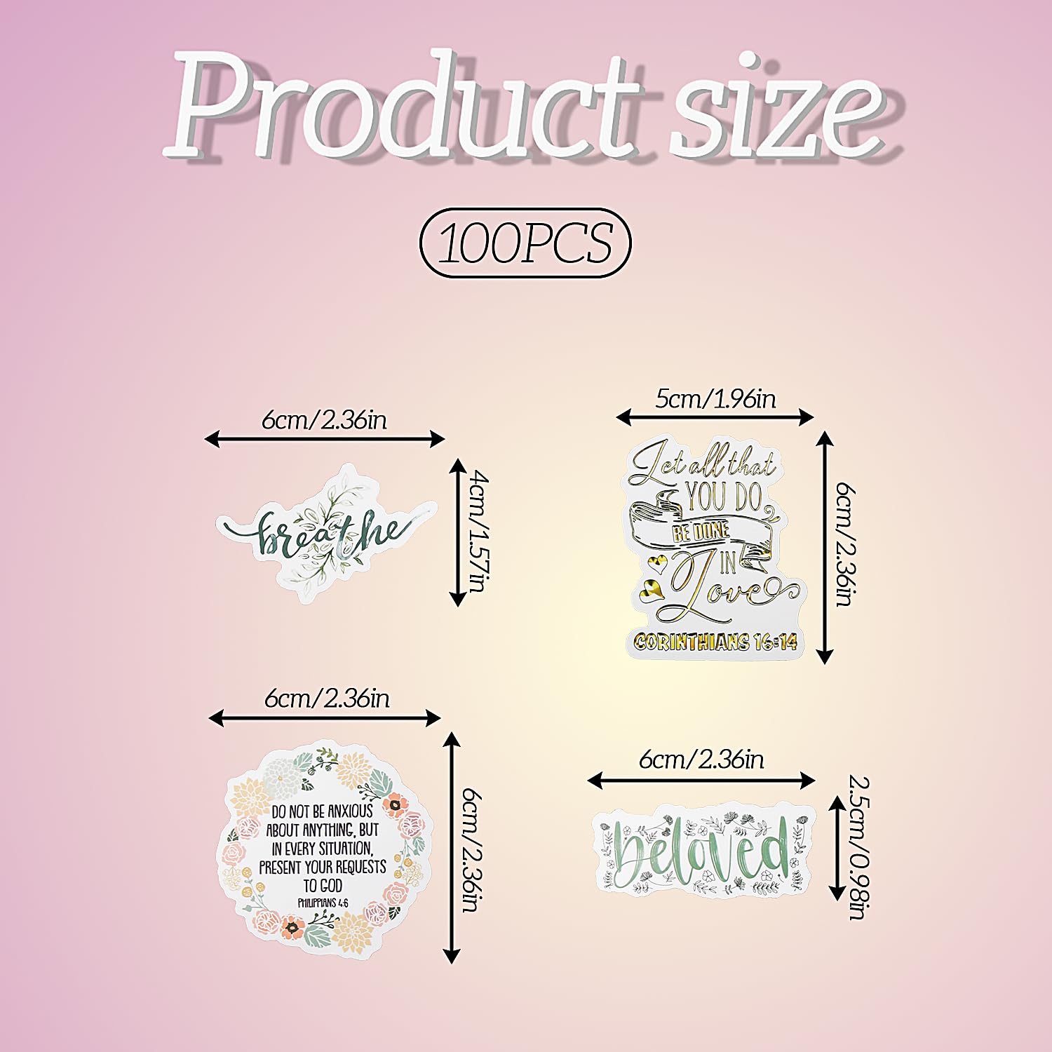 Tabanzhe Bible Stickers-100PCS Motivational Christian Stickers Jesus Bible Verse Sticker Waterproof Inspirational Decals for Water Bottle Laptop Skateboard Scrapbooking Journaling - Image 2